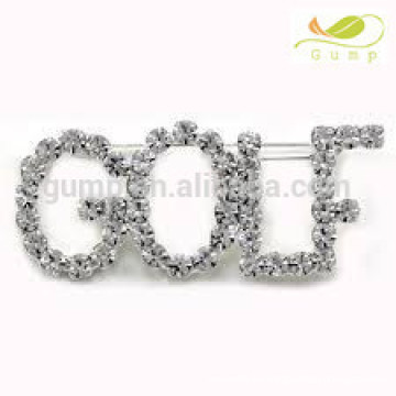 Rhinestone carta pin claro broche de cristal